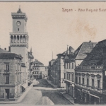 Schlesien - Sagan, Alter Ring mit Ratsturm - sw-Ansicht, gelaufen 1917