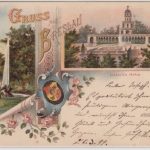 Schlesien - Breslau, Liebischs Höhe, Mehrbild-Farblitho gelaufen 1899