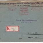 DR - 42 Pfg. AFS (Landwirtschaft) Einschreibebrief Regensburg 2 - Kreuth 1943