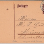 Bayern - Passau 2, K2 in BLAUGRÜN (!!), 15 Pfg. Hupp/Friestaat GA-Karte 1920 n.