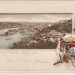 Bayern - Passau Wappen/Gesamtansicht, farb. Prägekarte, gelaufen 1902