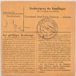 DR - 1 RM AH u.a., Dringend-Paketkarte Schwandorf - Dessau (Pionierschule) 1943