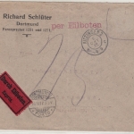 Bayern - Kitzingen 2, 1917 - Eilbrief/Nachporto n. Dortmund - ohne Inhalt