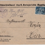 Bayern - 20 + 7 1/2 Pfg. Staatswappen, Orts-Zustellurkunde Neustadt a.Aisch 1918