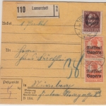Bayern - 2x7 1/2 Pfg. Germania/Freistaat u.a., Paket´karte Lonnerstadt 1920 n.