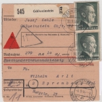DR - 2x1 RM. AH, Nachnahme-Paketkarte Gößweinstein - Spremberg 1944