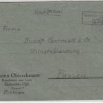 All.Bes. - Hohenfels 26.11.45, Gebühr bezahlt Ra2 a.Brief n. Passau, ohne Inhalt