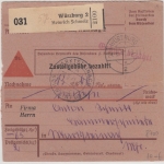 DR - Würzburg 2, Nachnahme-Paketkarte (Selbstbucher) 1941 n. Marktsteinach ü.