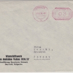 DR - Bayreuth 1936, 3 Pfg. Gebühren-Freistempel, WHW-Drucksache n. Passau