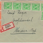 AM-Post - 6x5+3x8 Pfg., Einschreibe-Doppelbrief Kirchenthumbach - Weiden 17.1.46