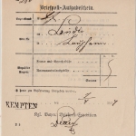 Bayern - Kempten (1877), L1 a. Briefpost-Aufgabeschein, Vordruck B5