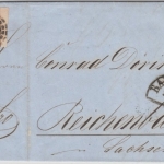 Bayern/Sachsen - 6 Kr. Quadrat braun, oMR 37+ HKS Bayreuth, Brief n. Reichenbach