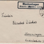 DR - Blankenhagen Ribnitz (Mecklb.) Land, Landpost-Ra2 a. Brief n. Memmingen