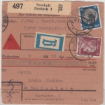 DR - 80 Pfg. Hindenburg u.a., Nachnahme-Paketkarte/Beutelstück 1942