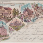Niedersachsen - Gandersheim, Mehrbild-Farblitho (Hotel, Post etc), gelaufen 1900