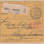 DR-Infla - Salzgitter 1923, Gebühr bezahlt, roter Ra2 a. Paketkarte/Selbstbucher