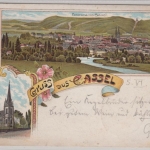Hessen - Kassel, Gruss aus Mehrbild-Farblitho (Neue Kirche etc.), gelaufen 1897