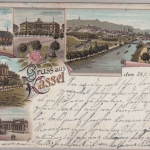 Hessen - Kassel, Gruss aus Mehrbild-Farblitho (Postgebäude etc.), gelaufen 1902