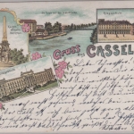 Hessen - Kassel, Gruss aus Mehrbild-Farblitho (Kriegsschule etc.), gelaufen 1902