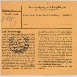 DR - 50+10 Pfg. AH, Paketkarte/Beutelstück n. Dessau 19.2.45
