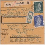 DR - 50+25 Pfg. AH, Paketkarte/Beutelstück Bodenfelde - Dessau 1944