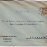 DR-Infla - 25 M. Schnitter/Perfin "SVD", Drucksache Benrath - Mülheim 1923