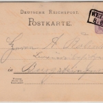DR - Wettringen 8/6, Ra2 o.Jz., 5 Pfg. GA-Karte n. Burgsteinfurt (ca. 1889/90)
