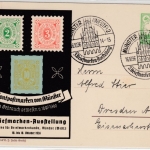 DR - Münster 3. Briefmarken-Ausst. 1936, 5 Pfg. Privat-GA-Karte + SST n. Dresden