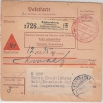 DR - Kranenburg Bezahlt 1943, Nachnahme-Paketkarte/Selbstbucher n. Rossbach 1943
