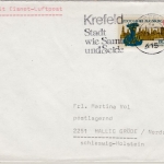 BRD - Eis-Notluftpost, Brief Krefeld - Hallig Gröde/Nordsee 27.1.1985, o. Inhalt