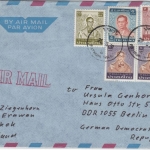 Thailand - 2x5 B. King Bhumipol etc., airmail cover to DDR, Bangkok -Berlin 1980