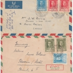Iran - 2 airmail covers, Teheran - Schwerin 1948, 1x to England 1949