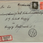 DR - 30+12 Pfg. Reichspräsidenten, Einschreibebrief Grevenbroich - Leipzig 1932