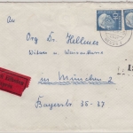 BRD - 2x40 Pfg. Heuss II,Poststelle I Norf ü. Neuss, Eilbrief n. München 1958