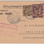 DR-Infla - 20+25 M. Flugpost-Drucks.-GA-Karte KOS Bremen-Luftpost 1923