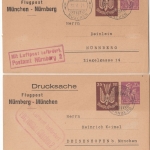 DR-Infla - 20+25 M. Flugpost-Drucks.-GA-Karte München-Nürnberg u. Nürnberg -