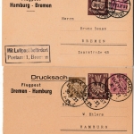 DR-Infla - 20+25 M. Flugpost-Drucks.-GA-Karte Bremen-Hamburg, Hamburg-Bremen