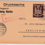 DR-Infla - 20+25 M. Flugpost-Drucks.-GA-Karte Nürnberg - Berlin 1923