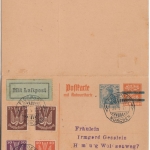 DR-Infla - 30 a. 10 Pfg. Germania, Antwort-GA-Karte+Zusatz, Lupo-Karte 1922