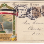 DR - 2x3 Pfg. Germania, illustr. Flugpostkarte Flugpost Dresden-Leipzig 1914 n.