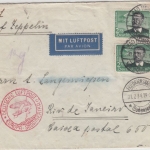 DR - 2x2 RM Lilienthal, Zeppelinbrief n. BRASILIEN, Bad Homburg 1934 über