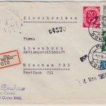 BRD - Pier ü. Düren, Poststelle I, Einschreibebrief n. München 1953
