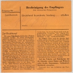 DR - Bonn 1944, Gebühr bezahlt, Paketkarte/Selbstbucher n. Dessau