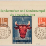 Bizone - Regensburg 1950, Dt. Fleischer-Verbandstag, SST a. Karte m. Vignette