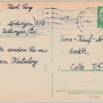 BRD - (13b) Mödingen ü. Dillingen, Landpost-Ra2 a. 10 Pfg. GA-Karte n.Celle 1958