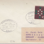 BRD - Überlandpost Dieringhausen - Köln 01/02, Drucksache n. Rheydt 1965