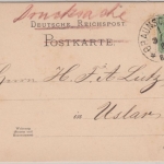 DR - Braunschweig 1e, 1888, Klauckestempel a. 3 Pfg. Drucksachenkarte n. Uslar