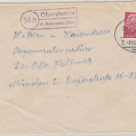 BRD - (14a) Oberstetten ü. Niederstetten Landpost-Ra2 + BP Briefn. München 1959