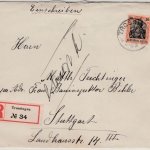 DR - 30 Pfg. Germania, Einschreibebrief Trossingen - Stuttgart 1913, ohne Inhalt