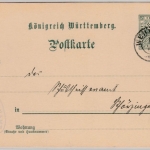 Württemberg - Wehingen 1902, kl. K2 a. 5 Pfg. GA-Karte n. Schörzingen